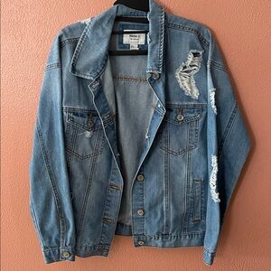 Forever 21 Blue Distressed Jean Jacket